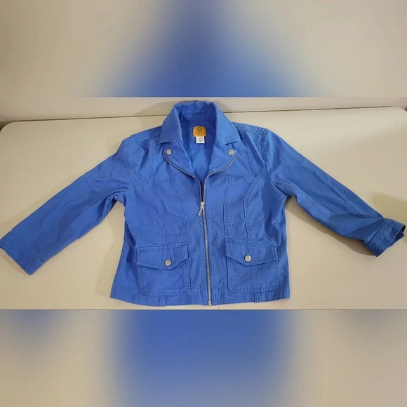 Ruby Rd. Petite Cropped Blue Jacket Size 8P - Picture 2 of 13